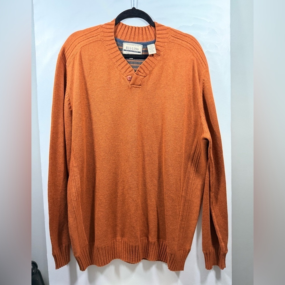 Men's Riggins Size XXL V-Neck Sweater - Orange
